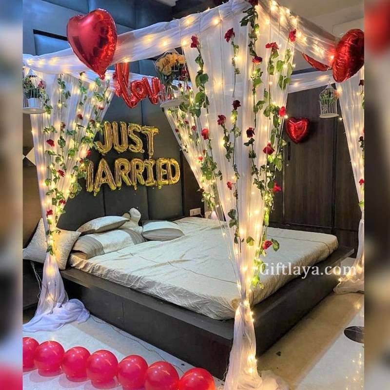 Just Married First Night Wedding Decoration