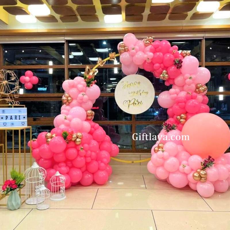 Customized Pink Theme Balloon Decoration