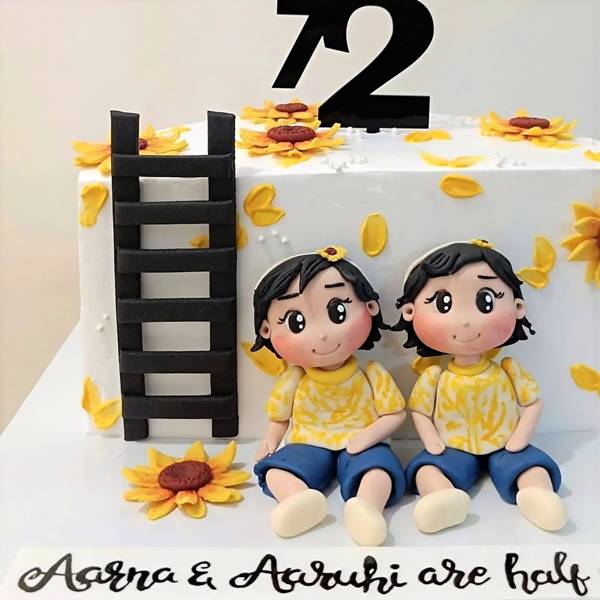 Half Birthday Twin Theme Cake