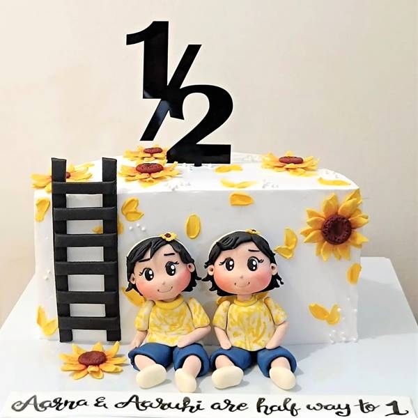 Half Birthday Twin Theme Cake
