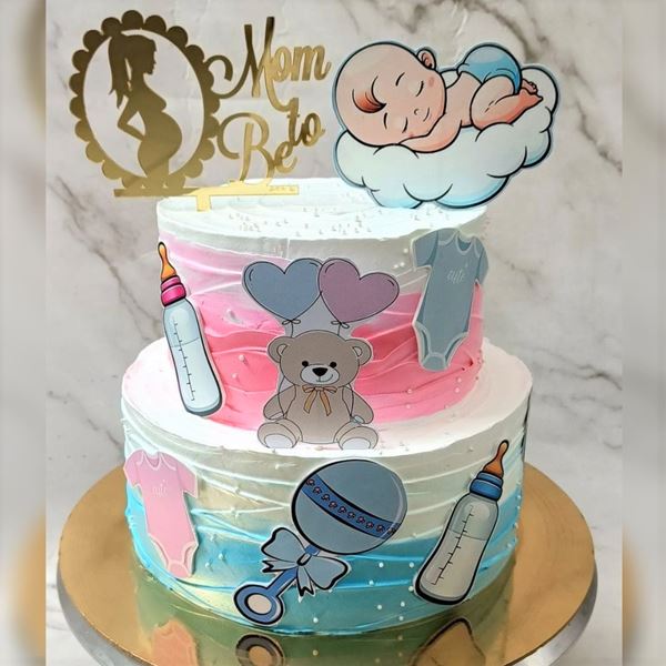 2-Tier Mom-To-Be Baby Shower Cake