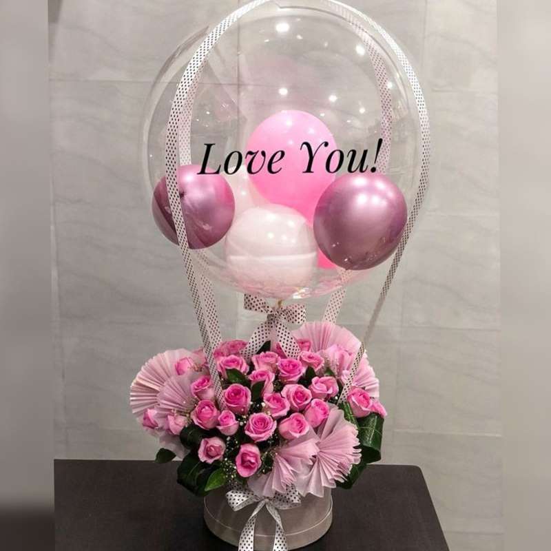 Pink Rose Hot Air Balloon Bouquet