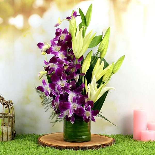 Orchids n Lily Flower Tower