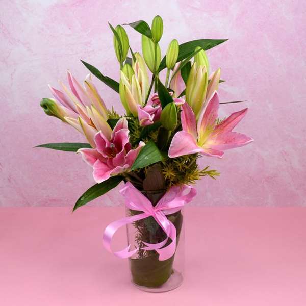 Pink Lilies in a Vase