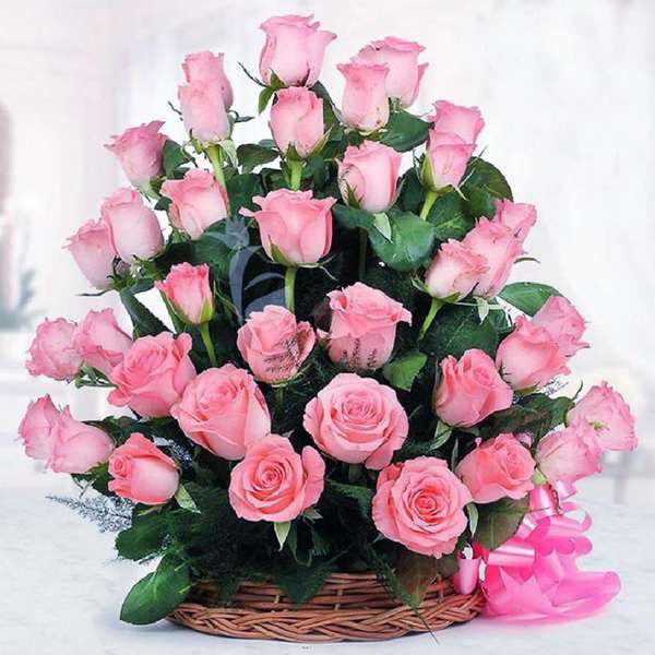 Pretty Pink Rose Basket