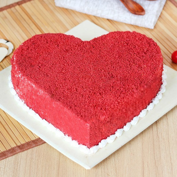 Delightful Red Velvet Heart Cake