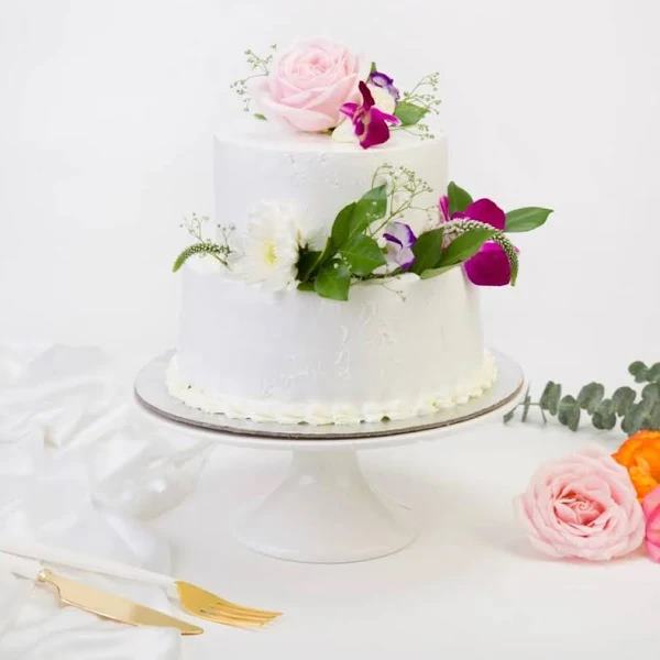 Two-Tier Floral Wedding Cake