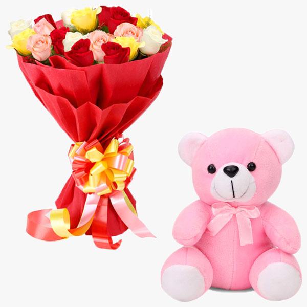Radiant Roses with Teddy