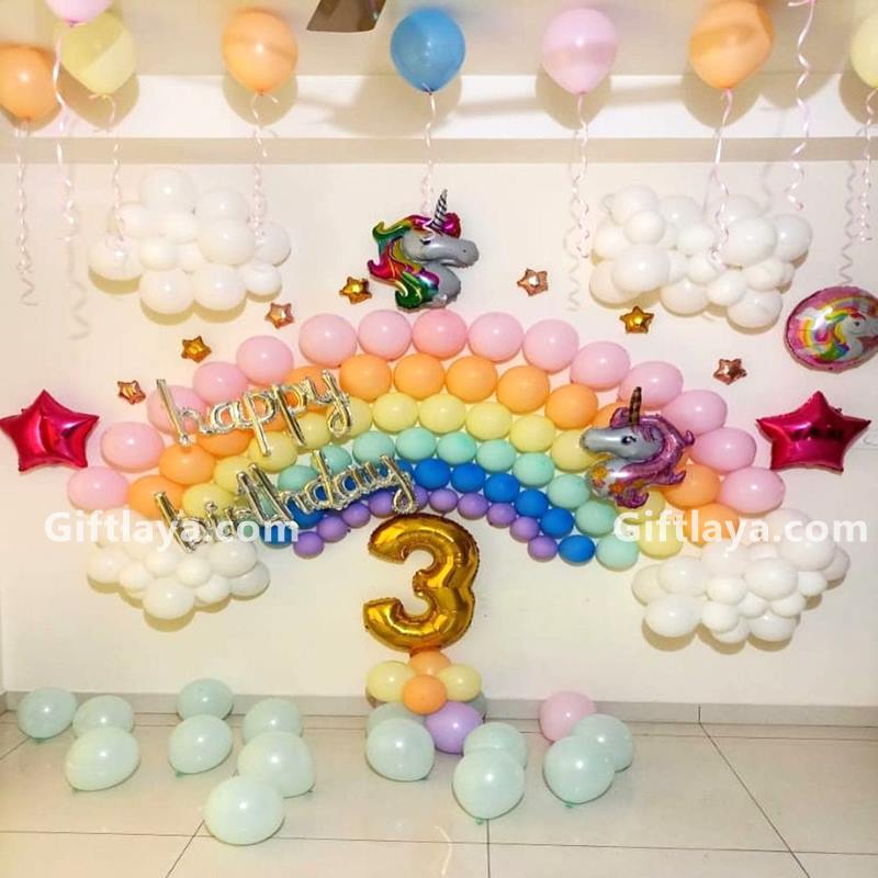 Minnie-Unicorn Theme Birthday Hall Decoration