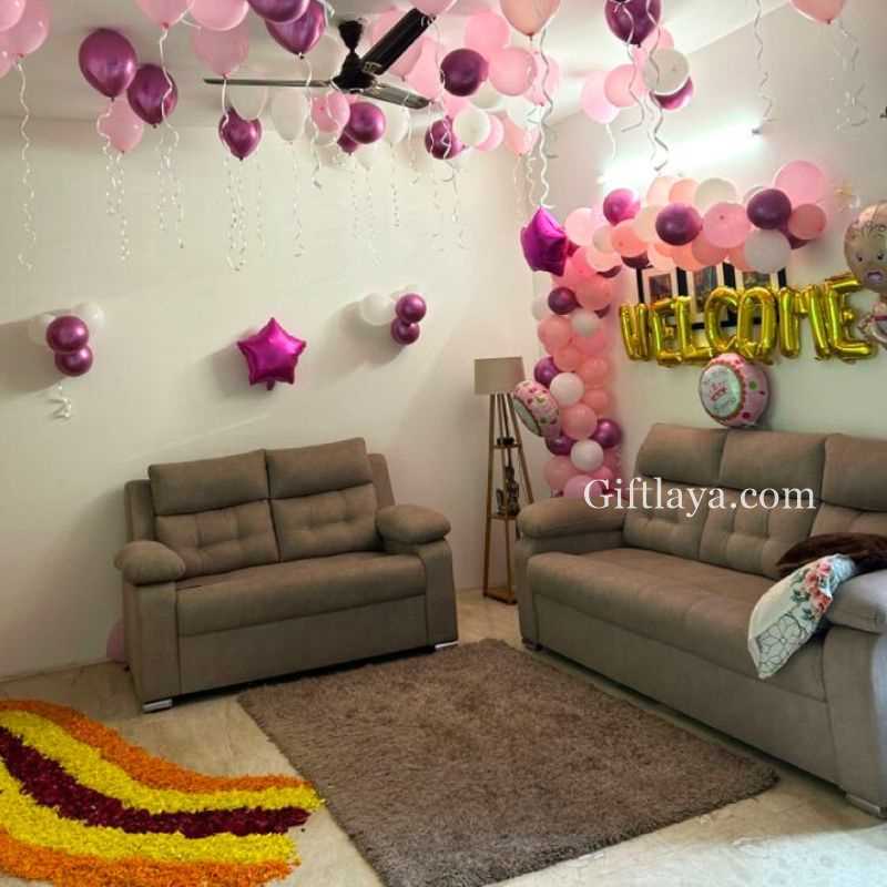 Welcome Balloon Decoration for Baby Girl