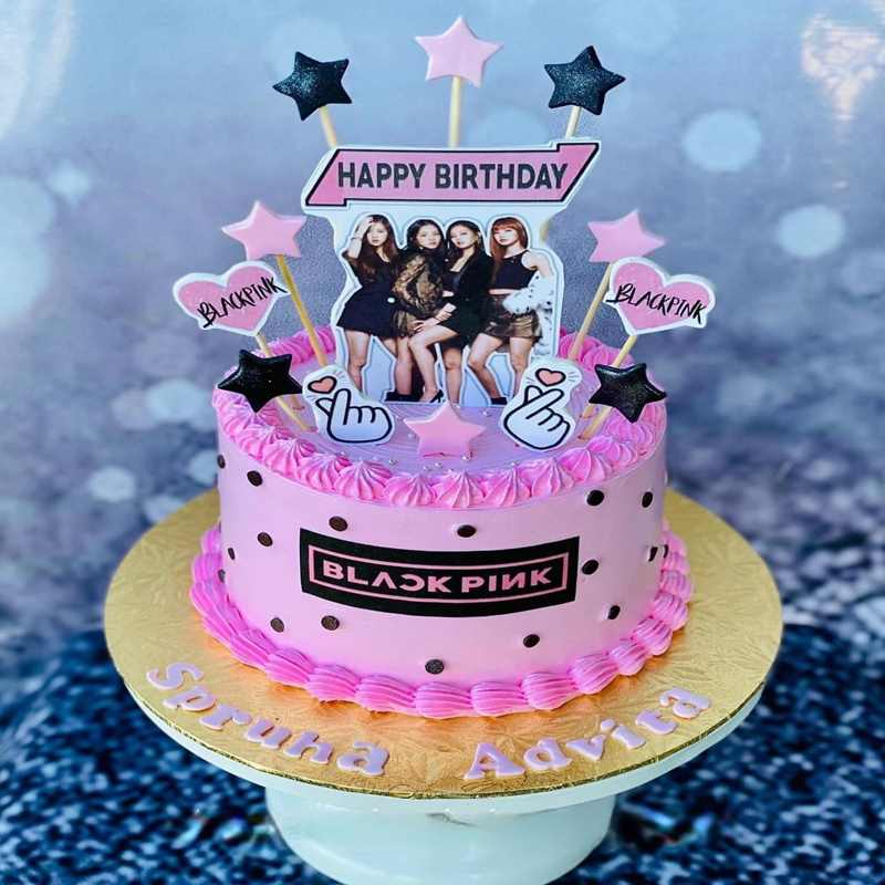 Black Pink Cutout Cake