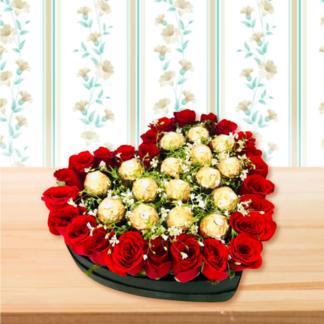 Rose and Ferrero Rocher Heart Box