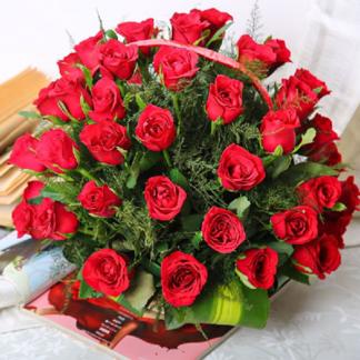 Romantic Red Rose Basket