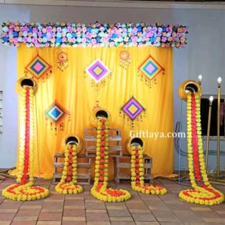 Colorful Haldi Backdrop Decoration