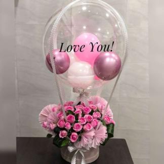 Pink Rose Hot Air Balloon Bouquet