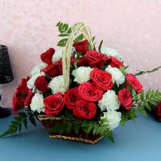Roses Carnations Fusion Basket