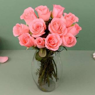 Adorable Pink Roses in a Vase