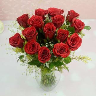 Forever 15 Red Roses Vase