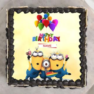 Minion Theme Chocolate Cake