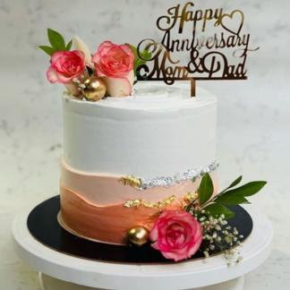 Pink Rose Anniversary Cake
