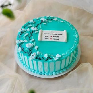 Floral Cream Anniversary Cake