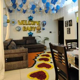 Blue Balloon Decor for Welcome Baby