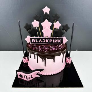 Black Pink Theme Cake
