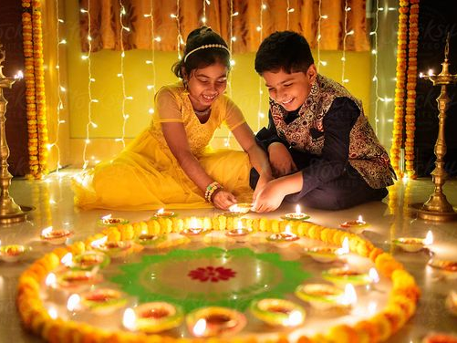 Diwali Decoration with Rangoli 